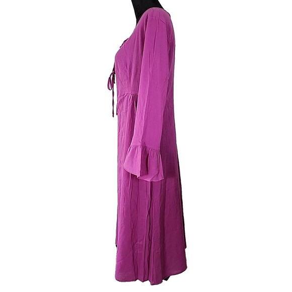 New - Diesel Dampi Dress XL Tie Front Tunic 100% Cotton Purple Boho Flare Wrist - Picture 13 of 16